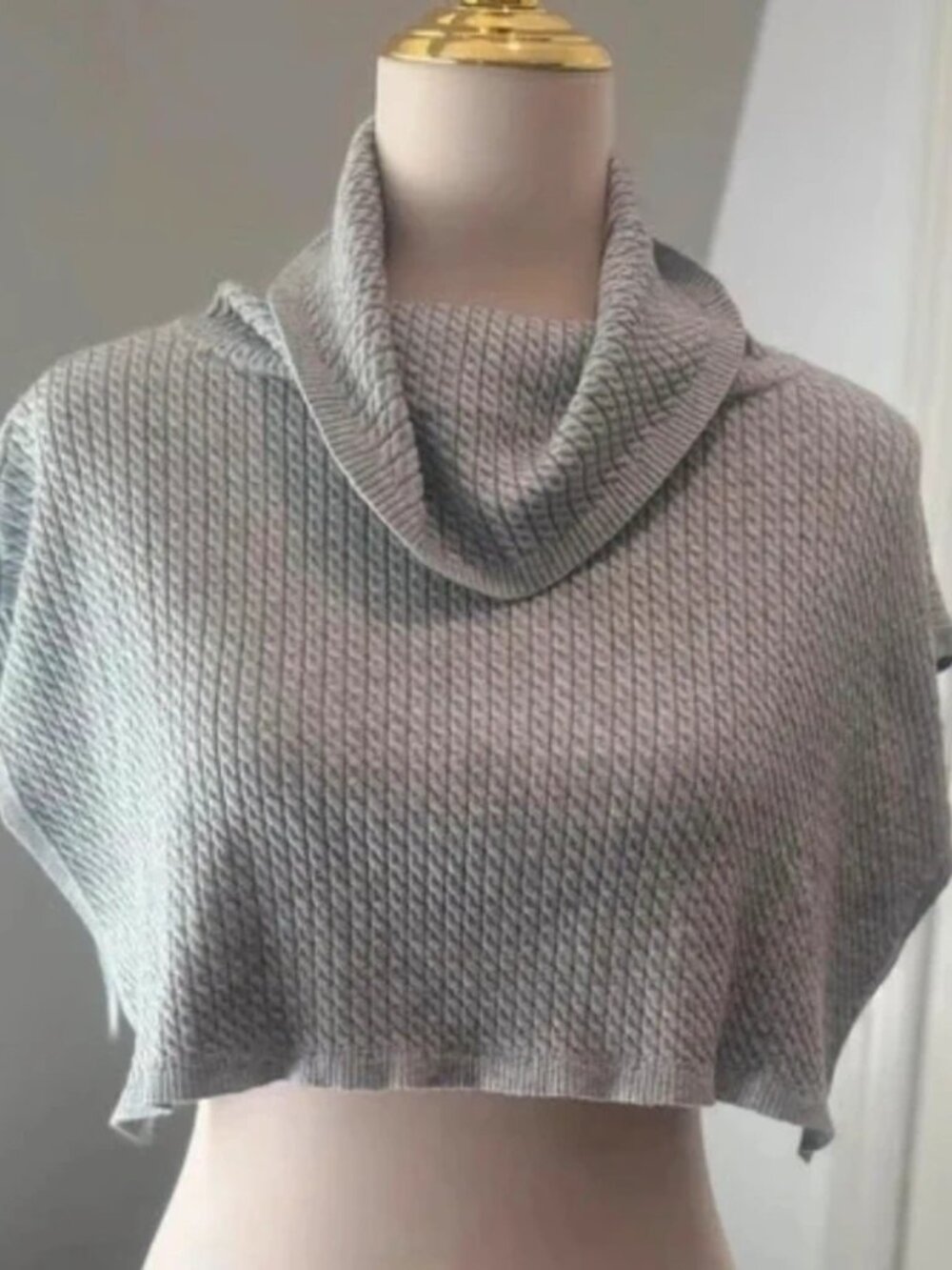 Weworewhat | Gray Cable Knit Cowl Neck Sweater Size S/M